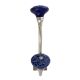 Navy Blue Wheel Flower Ceramic Silver Iron Hook